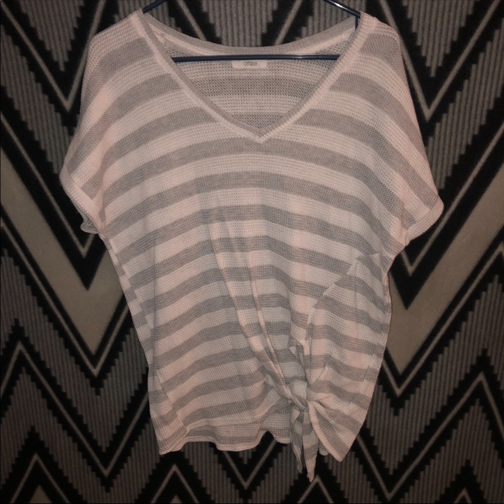 Cherish gray & white striped top